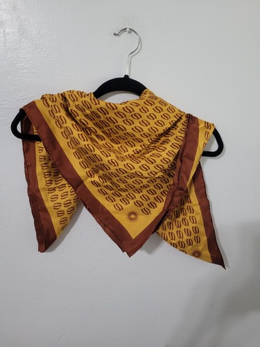 Jewel Case Maisonaix Silk Vintage Scarf Golden S Pattern Made In France