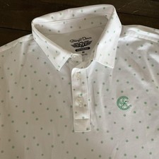 Straight Down Polo Shirt Mens Medium White Dot Print Performance Golf Stretch