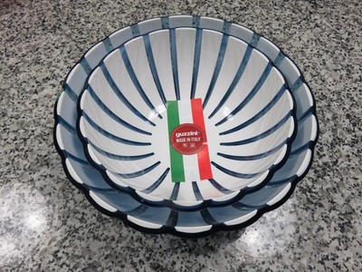Guzzini Grace Melamine Serving Bowl Set 11.5'' & 9.5'' Wide Light Blue & White New