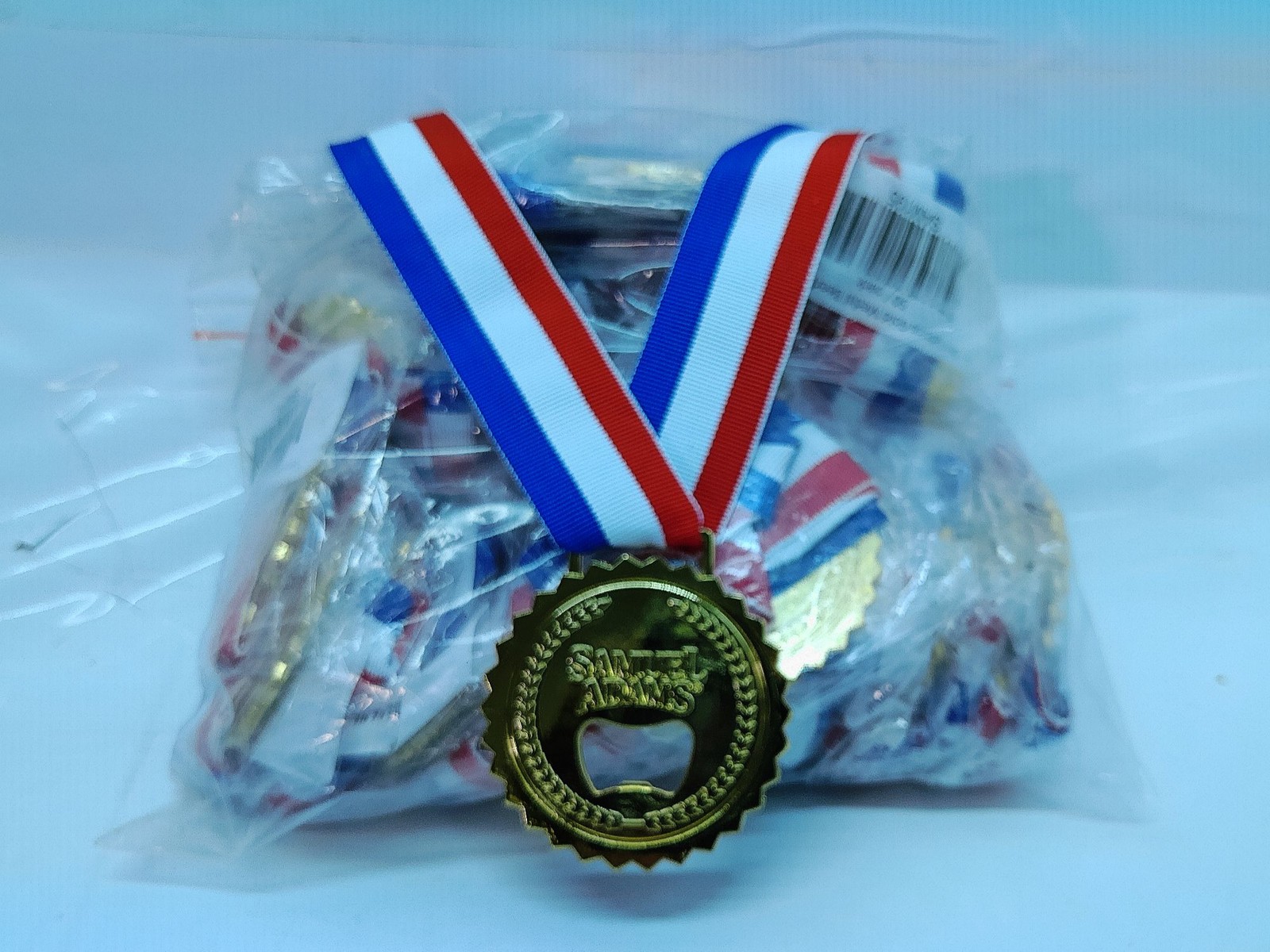 50 pc lot Sam Adams Beerlympics Gold Medal Bottle Opener With Ribbon