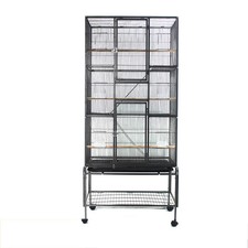 Rolling Large Bird Cage Cockatiel Parrot w/Detachable Stand Ladder Storage Perch