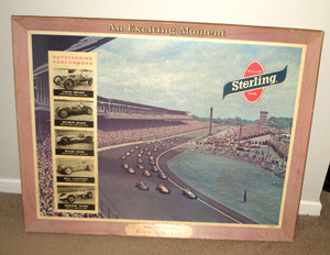 1962- INDY 500-THE PACE LAP- STERLING BEER- ADVERTISING SIGN-STORE DISPLAY-42"