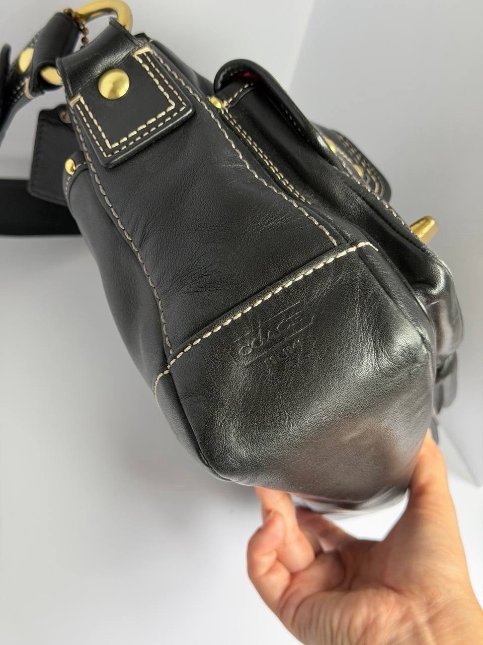 Y2K Coach Legacy Turnlock Black Leather Shoulder Bag - Gem