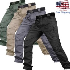 Tactical Mens Cargo Pants Work Combat Pants Outdoor Hiking Waterproof Trousers