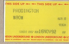 Paddington 35 - UTS London Underground ticket  - London W2 -Bakerloo, Circle etc