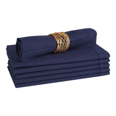 Lightnpro Premium Hemstitched Navy Blue Cloth Napkins Set of 6-18x18 Inch Sof