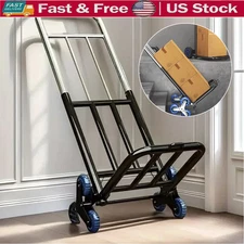 330 lbs Stair Climbing Cart Heavy Duty Folding Hand Truck Dolly 6 Wheels + Ropes