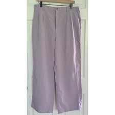 Uniqlo Wide Leg Linen Blend Pants XL Purple Pleated High Rise 221-456215