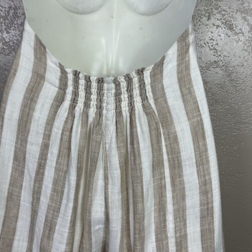Mameluco halter corto forrado a rayas beige/blanco talla grande para mujer - Imagen 3 de 14
