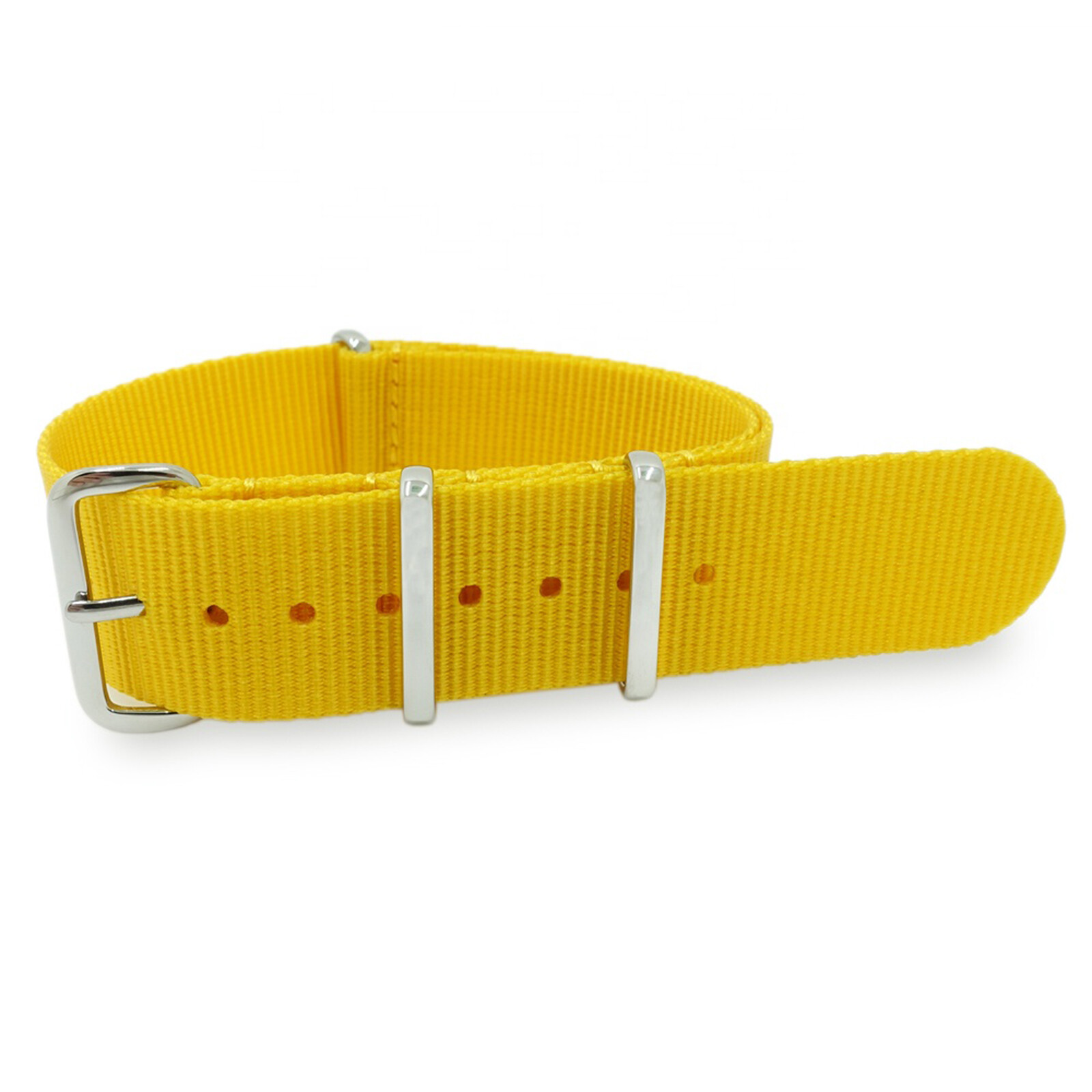 Yellow 20mm Steel Pin Buckle Strap Military Canvas Wrist Watch Bracelet
