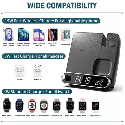 3 in 1 Wireless Charger Charging Station Dock Fit For iPhone Airpods Apple Watch - 第 12/13 張圖片