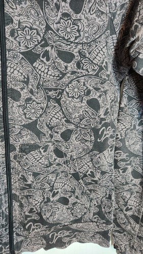 Felpa con cappuccio Iron Fist Sweet Skull O Mine manica lunga zip grigio nero donna XS - Foto 4 di 5