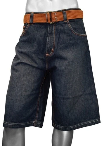 KNOCKOUT JEANS DARK WASH NAVY DENIM SHORTS-SAND TRIM-SIZE 34 - MEN - FREE SHIP!