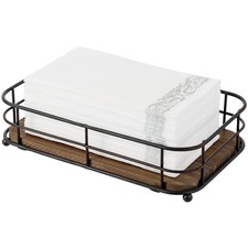 Tabletop Black Metal Paper Towel Dispenser, Bathroom Napkin Dispenser Tray