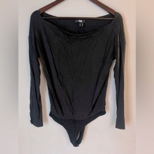 PAIGE Women s Black Wide Neck Long Sleeve Bodysuit Size XS