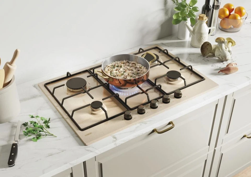 CANDY INCASSO CANDY PIANO COTTURA A GAS CHW7AV4WGT 5 FUOCHI AVENA - Immagine 4 di 4