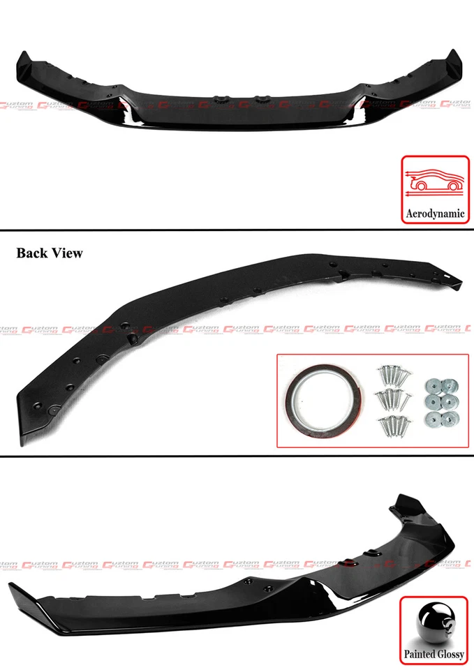 FOR 14-20 BMW F32 F36 4 SERIES M SPORT MAD STYLE BLACK FRONT LIP + BUMPER FANG - Image 3 of 4
