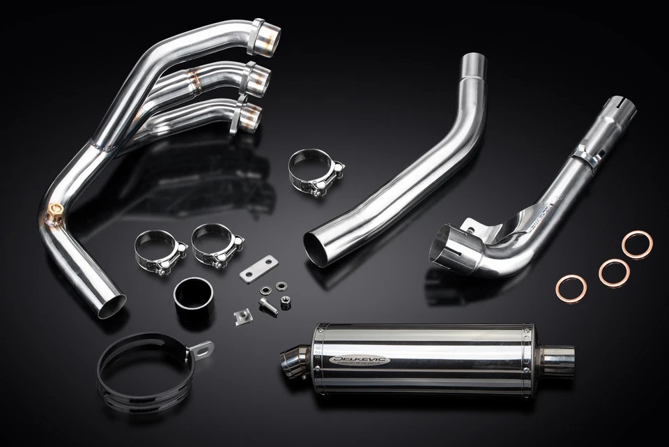 Silenciador oval de aço inoxidável Triumph Tiger 800 2011-2019 Delkevic escape total 3-1 14" - Imagem 2 de 4