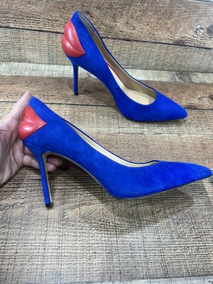 Katy Perry Women's The Femi Red Lips Pump, Space Blue Suede Shoes