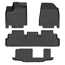 3D TPE Car Floor Mats For 2022-2025 Nissan Pathfinder 8 Seats All Weather Liners