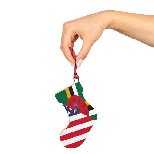 Bandera Dominicana Americana Dominica EE. UU. Medio adorno de madera - Imagen 13 de 31