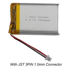 3.7V 1500mAh 5.55Wh 803450 Li-Polymer Li Battery 3Pin JST-SH 1.0 For Camera GPS