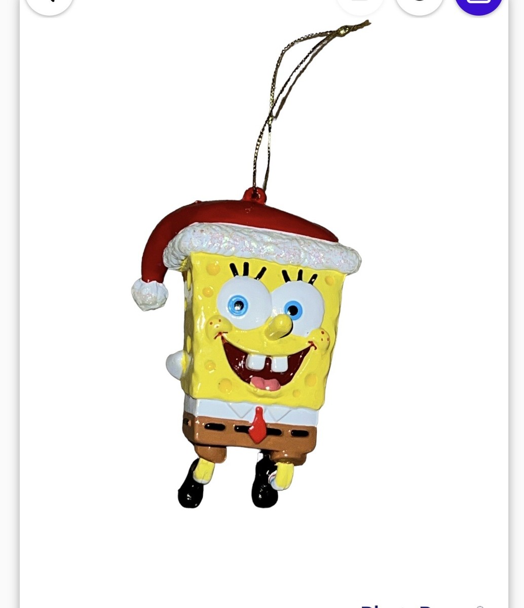 vtg 2004 Spongebob Christmas Ornament Ice skating santa hat viacom