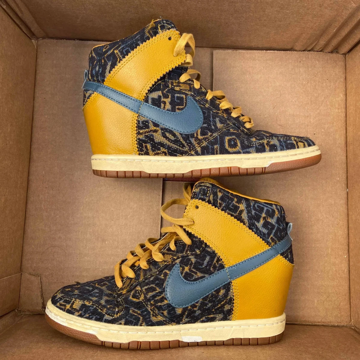 Gold nike sky hi dunks top