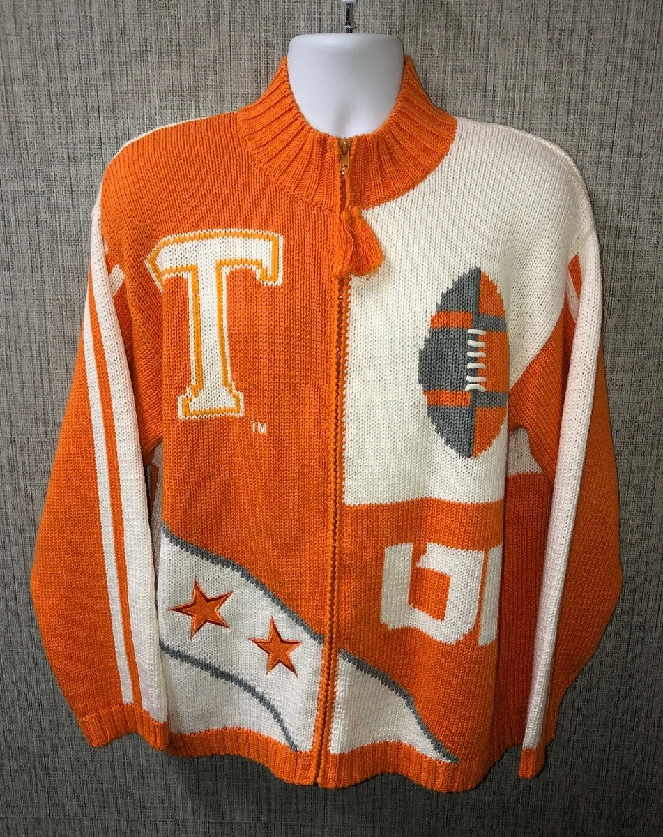 TENNESSEE Birch Bros Mens Orange/White Full Zip Sweater Size XL | eBay