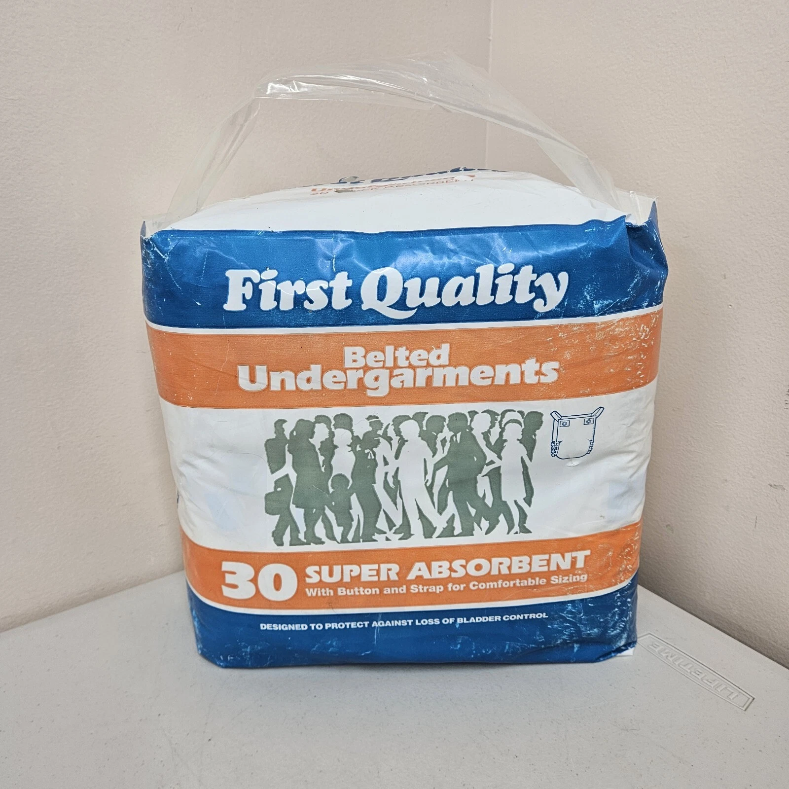 Vinatge First Quality Belted Undergarments 30 Cnt Super Absorbent Adult Diapers