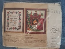The Creative Circle 1987 Needlecraft Kit  2300 COZY HEARTH 8x10" Cat Christmas
