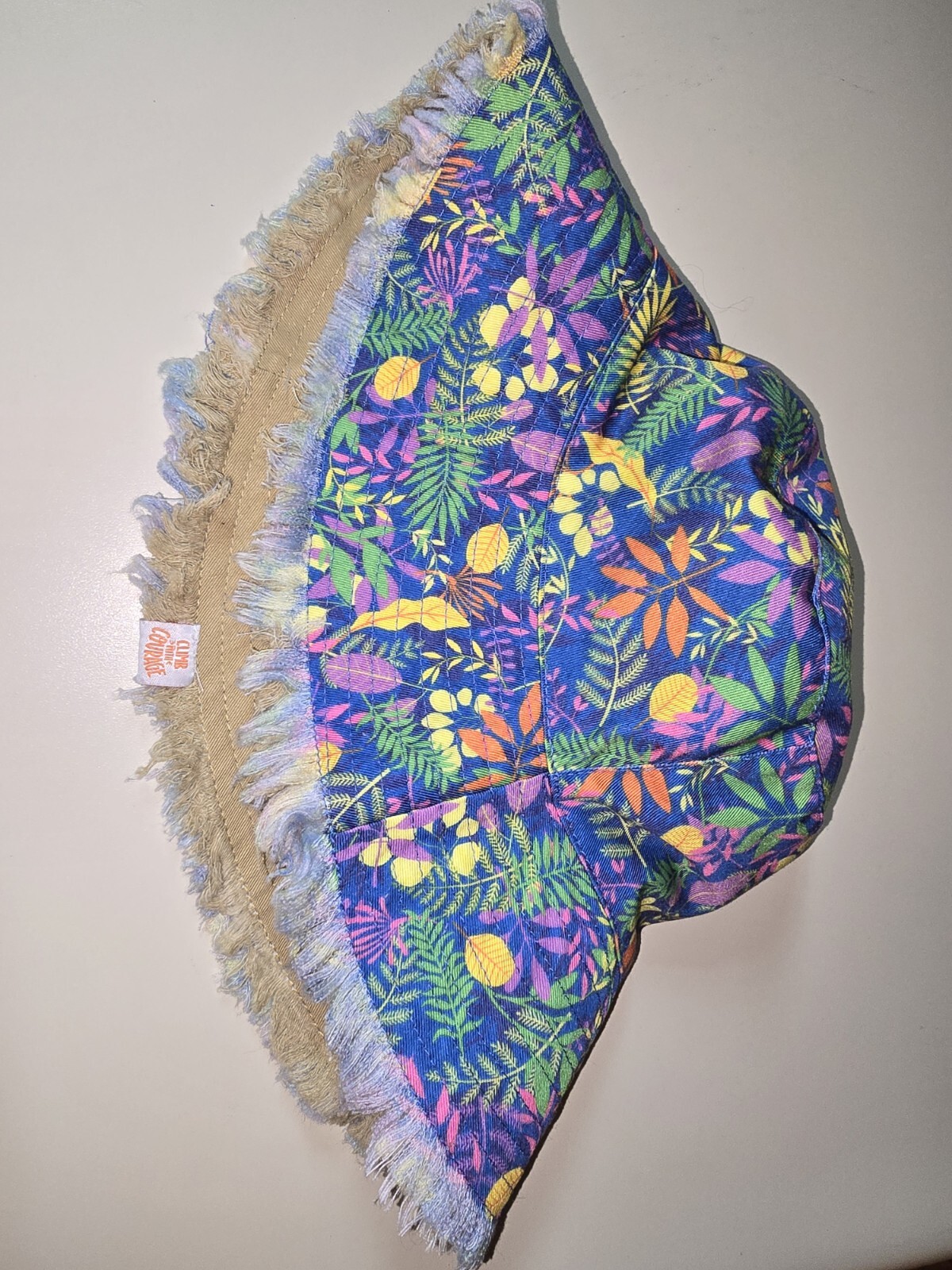 Bucket Hat OS Fringe Trim Colorful Boho Reversible Little Brownie Bakers EUC.-image