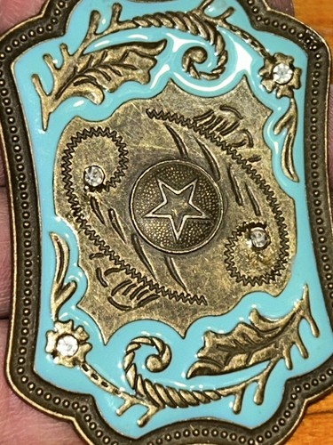 Vintage Bronze with Enamel Inlay Ladies Belt Buckle - Picture 3 of 3