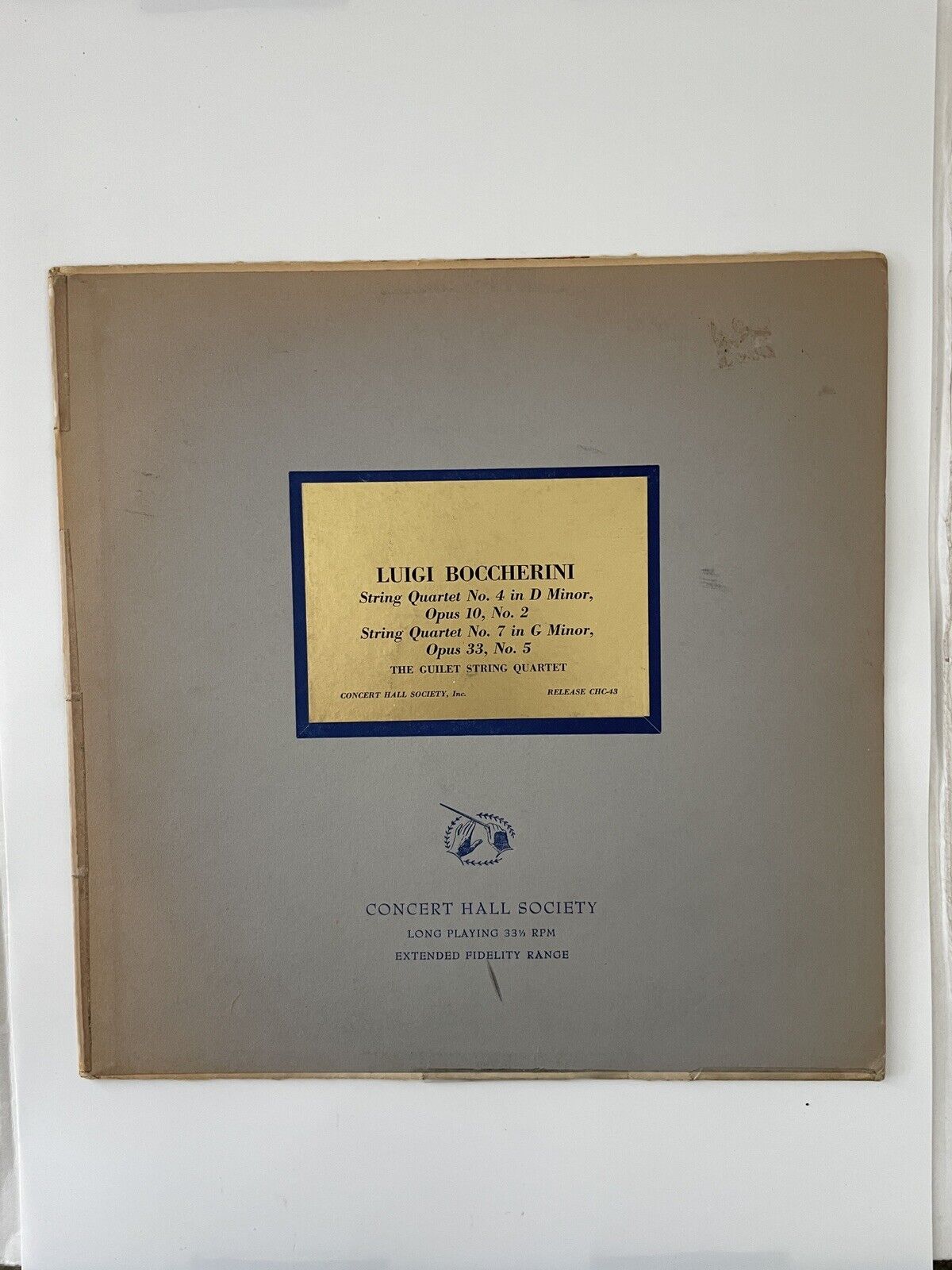 Concert Hall Society Luigi Boccherini LP String Quartet Opus CHC-43 LP C