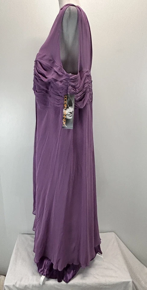 ¡NUEVO! Vestido Midi De Colección Donna Ricco 100% Seda Talla 24W Plus Púrpura Fluido Romántico  Foto 2 de 4