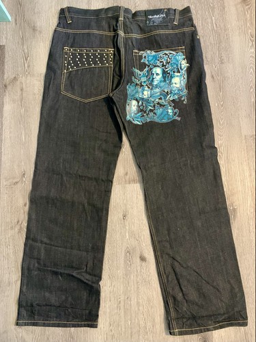 CROOKED INK Mens Designer Jeans Black 