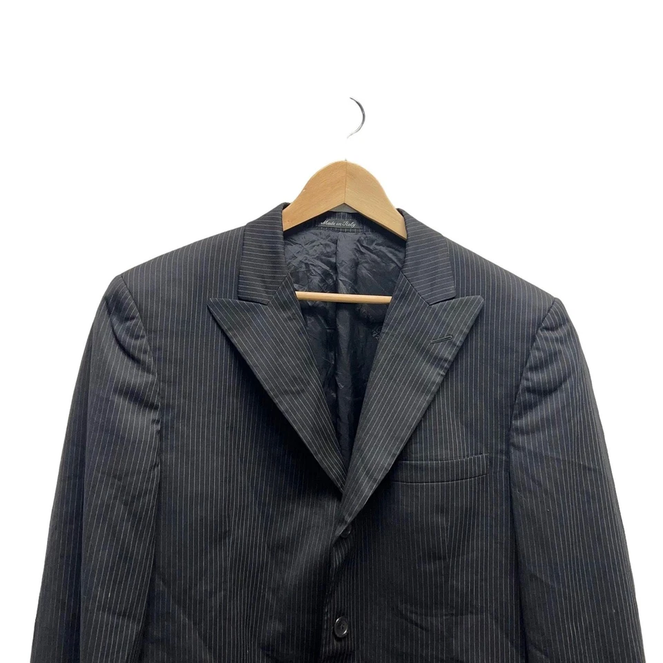 Versace Classic V2 Wool Striped Blazer Black Jacket Men’s Size 52 - Image 2 of 4