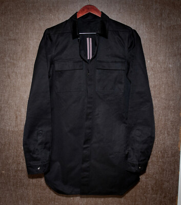 DRKSHDW By RICK OWENS Shirt Jacket Long Size M Slim Unlined Black Made in Italy