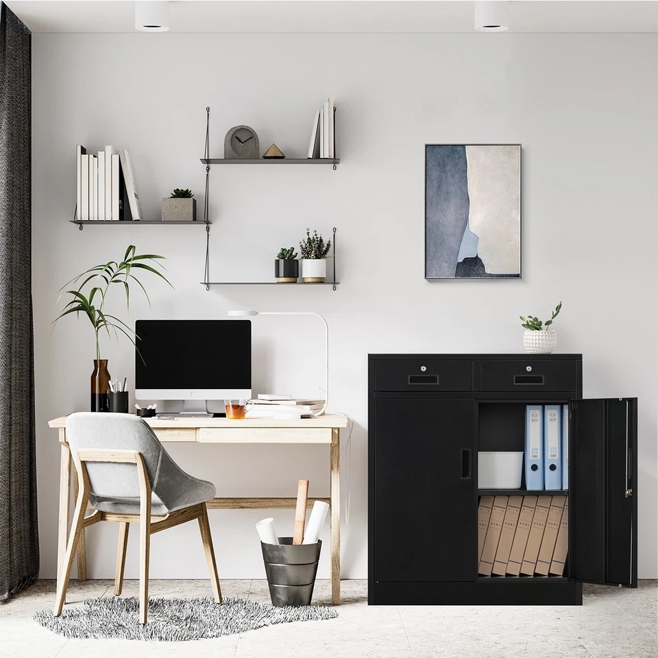 CJF Locking Metal Storage Cabinet with 2 Doors and Drawers for Office/Garage - Image 3 of 4