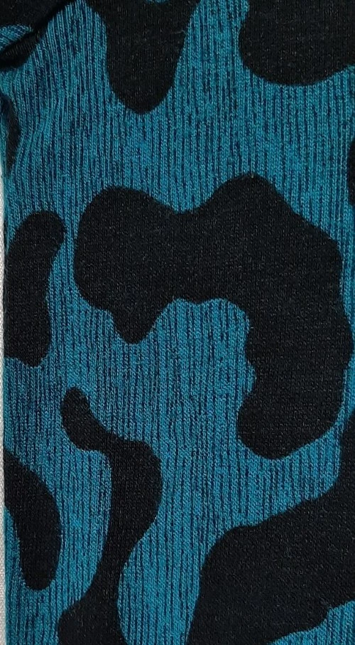 Mossimo SzM Cheetah Print V-Neck Tunic Long Jersey T-shirt Teal/Black 100% Rayon - Image 3 of 4