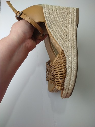 A.N.A. Ana Horizon woman 10M sandals Brown Open Toe Basketweave Ankle Adjust - Picture 8 of 10
