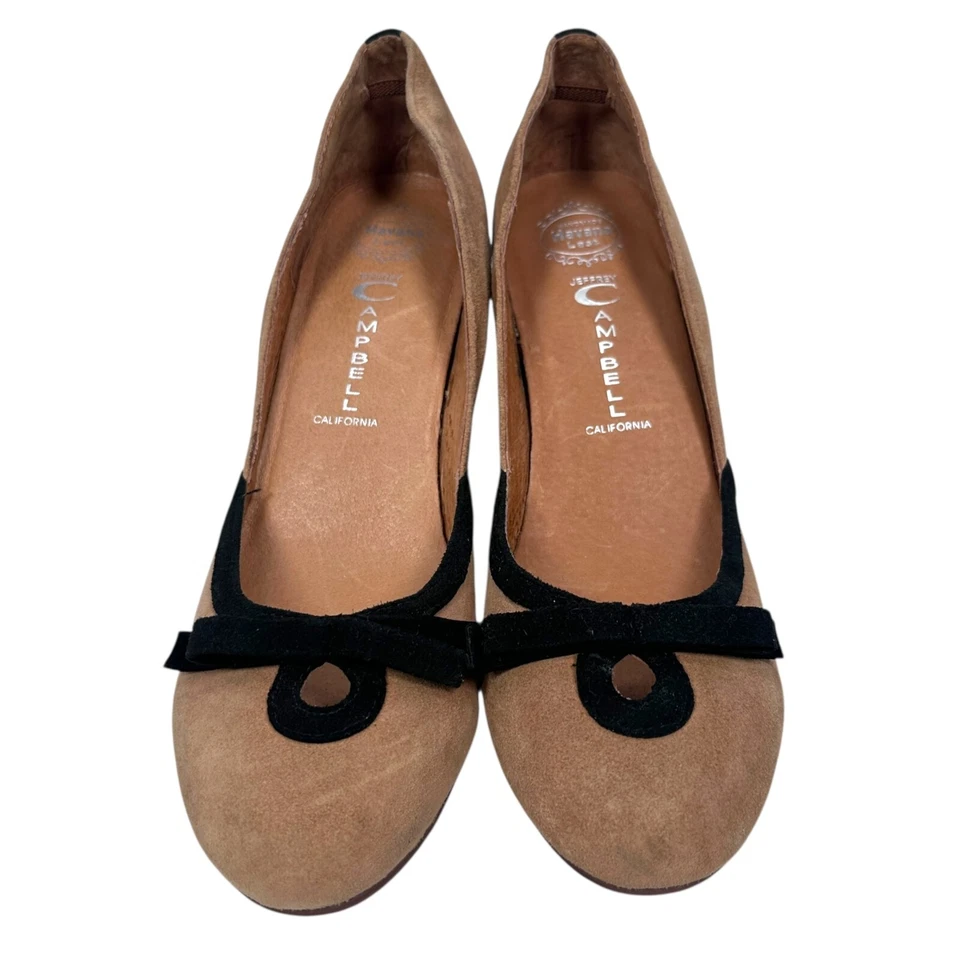 Zapatos Jeffrey Campbell Havana Last Gamuza Tacones de Cuña Para Mujer 7.5 M Tostados Frontal Lazo Foto 2 de 4