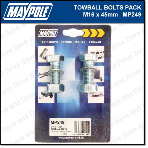 Maypole Towbar Bolts, Nuts & Washer Pack M16 x 45mm Towing Trailer