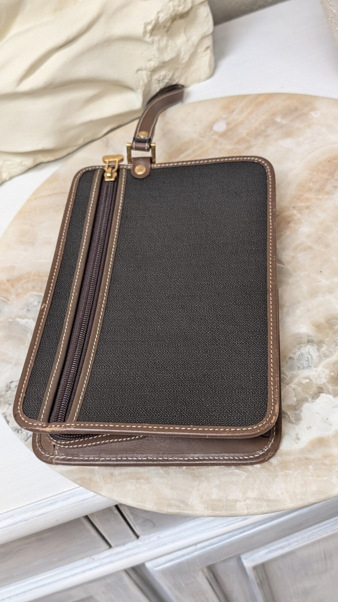 Vintage DUNHILL Clutch Bag Herringbone PVC x Leather Authentic | eBay