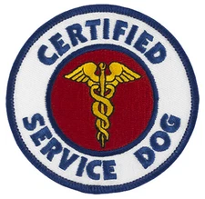 CERTIFIED SERVICE DOG (Hook&Loop) SD-001V Embroidered Patch 3" - FREE SHIPPING!