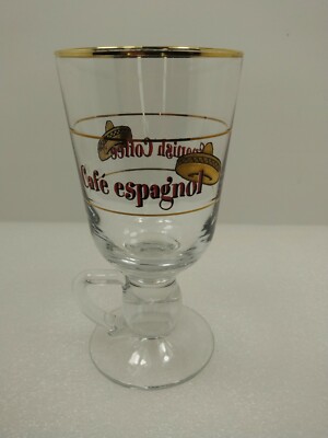 Cafe Espagnol Spanish Coffee Decorated 8 Oz Drink Glass Mug Alcohol Whip Cream