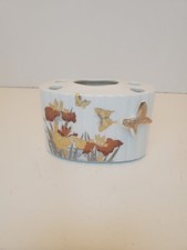 Vintage 1986 Porcelain Toothbrush Holder w 3-D Gold Butterfly Made in Japan