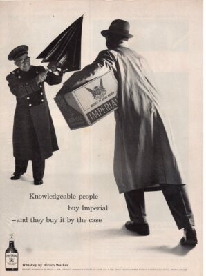 Vintage advertising print Alcohol Hiram Walker Imperial Doorman with Umbrella 57