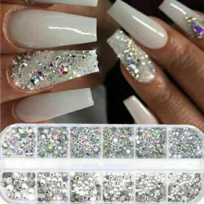 Kristall AB Strasssteine Nail Art Edelsteine Diamant Runde 3D Dekoration UK LAGER
