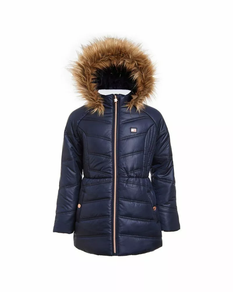 NWT Hilfiger Fur-Trim Hooded Chevron Puffer Jacket(2T) | eBay